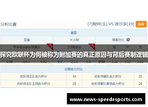 探究欧联杯为何被称为附加赛的真正原因与背后赛制逻辑 探究欧联杯为何被称为附加赛的真正原因与背后赛制逻辑